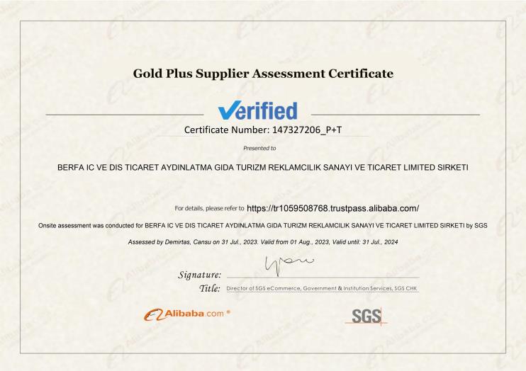 Berfa Group Turkey Attains Alibaba and SGS Verified Membership Certificates